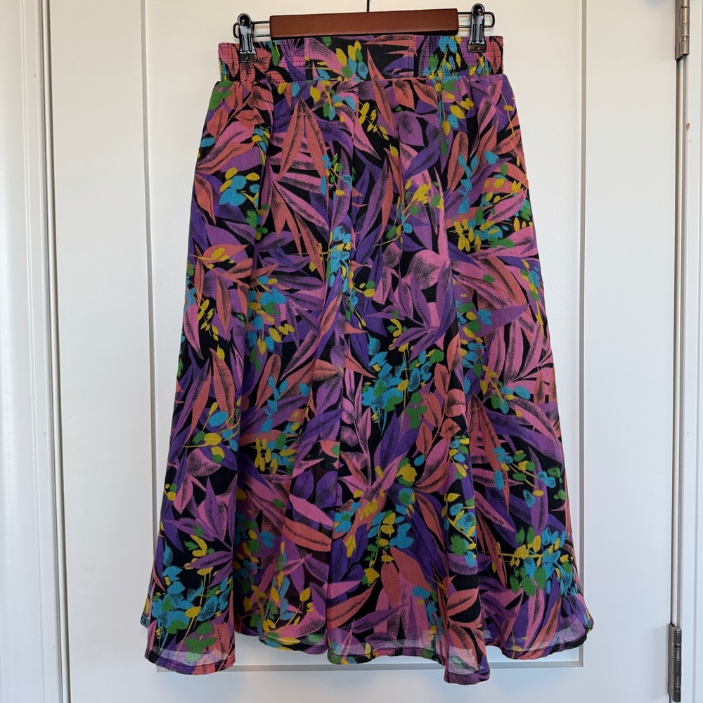 Joyce Floral Midi Skirt Retro 80s Boho Fairycore Whimsigoth USA Medium
